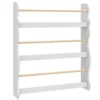 Kinderboekenkast, Wandgemonteerd Kinderrek Met 3 Niveaus, Wandrek Met Kantelbeveiliging 60 X 15 X 73 Cm Wit