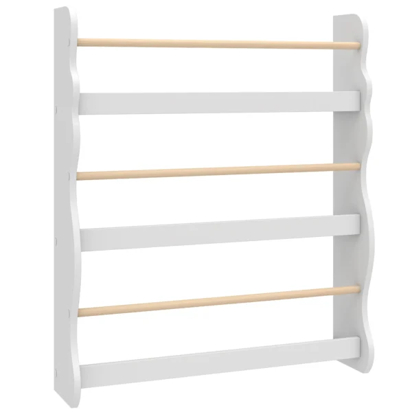 Kinderboekenkast, Wandgemonteerd Kinderrek Met 3 Niveaus, Wandrek Met Kantelbeveiliging 60 X 15 X 73 Cm Wit