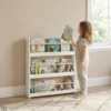 Kinderboekenkast, Wandgemonteerd Kinderrek Met 3 Niveaus, Wandrek Met Kantelbeveiliging 60 X 15 X 73 Cm Wit