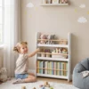 Kinderboekenkast, Wandgemonteerd Kinderrek Met 3 Niveaus, Wandrek Met Kantelbeveiliging 60 X 15 X 73 Cm Wit