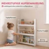 Kinderboekenkast, Wandgemonteerd Kinderrek Met 3 Niveaus, Wandrek Met Kantelbeveiliging 60 X 15 X 73 Cm Wit