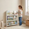 Kinderboekenkast, Wandgemonteerd Kinderrek Met 3 Niveaus, Wandrek Met Kantelbeveiliging 60 X 15 X 73 Cm Wit