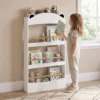 Kinderboekenkast, Wandgemonteerd Kinderrek Met 4 Niveaus, Wandrek Met Beer vormig Ontwerp, 50 X 15 X 97 Cm Wit