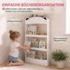Kinderboekenkast, Wandgemonteerd Kinderrek Met 4 Niveaus, Wandrek Met Beer vormig Ontwerp, 50 X 15 X 97 Cm Wit