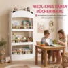 Kinderboekenkast, Wandgemonteerd Kinderrek Met 4 Niveaus, Wandrek Met Beer vormig Ontwerp, 50 X 15 X 97 Cm Wit