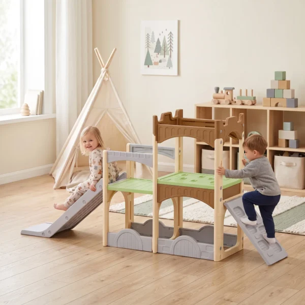 Kinderglijbaan 5 In 1 Voor Binnen En Buiten Met Klimmuur, Platformen, Opbergruimte 3 6 Jaar