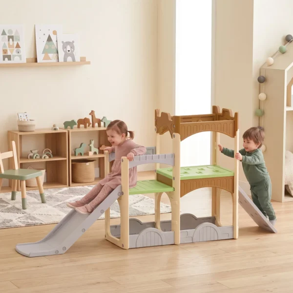 Kinderglijbaan 5 In 1 Voor Binnen En Buiten Met Klimmuur, Platformen, Opbergruimte 3 6 Jaar
