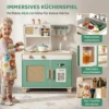 Kinderkeuken Houten Speelkeuken Accessoires Met Koffiezetapparaat IJsblokjesdispenser Kast Fornuis Kraan 3 6 Jaar Groen