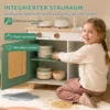 Kinderkeuken Houten Speelkeuken Accessoires Met Koffiezetapparaat IJsblokjesdispenser Kast Fornuis Kraan 3 6 Jaar Groen