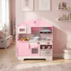 Kinderküche Kinder Holz Spielküche Zubehör Mit Licht & Sound Stoffschublade Backofen Herd Spüle Mikrowelle