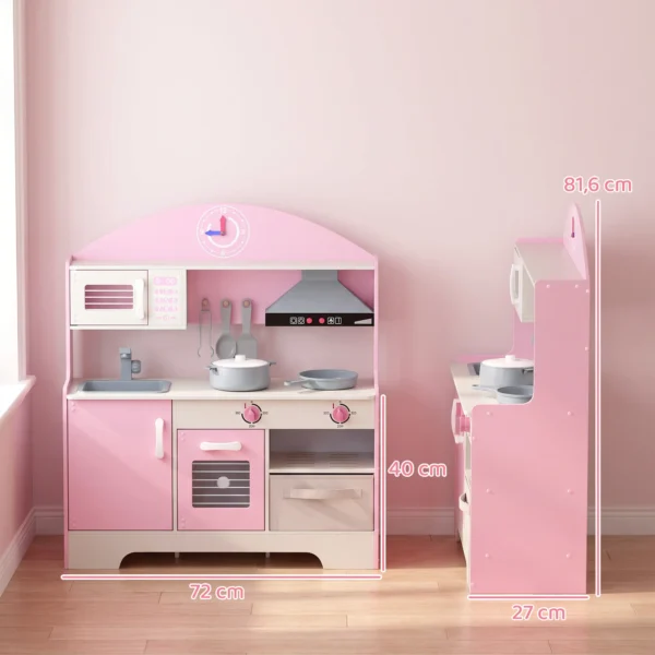 Kinderküche Kinder Holz Spielküche Zubehör Mit Licht & Sound Stoffschublade Backofen Herd Spüle Mikrowelle