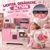 Kinderküche Kinder Holz Spielküche Zubehör Mit Licht & Sound Stoffschublade Backofen Herd Spüle Mikrowelle
