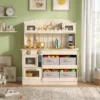 Kinderküche Kinder Holz Spielküche Zubehör Mit Licht & Sound Stoffschubladen Mikrowelle Herd Wasserhahn Ablage