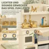 Kinderküche Kinder Holz Spielküche Zubehör Mit Licht & Sound Stoffschubladen Mikrowelle Herd Wasserhahn Ablage