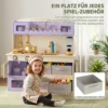Kinderküche Kinder Holz Spielküche Zubehör Mit Licht & Sound Stoffschubladen Mikrowelle Herd Wasserhahn Ablage