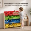 Kinderregal, 4 stufig Spielzeugregal Mit 12 Herausnehmbaren Aufbewahrungsboxen 85,5 X 40 X 88,5 Cm, Mehrfarbig