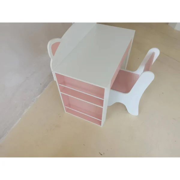 Kindertafel Met Stoel 2 delige Kinderzitgroep Met Boekenplank Lade Vos ontwerp Voor Kinderen 3 8 Wit+Roze