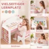 Kindertafel Met Stoel 2 delige Kinderzitgroep Met Boekenplank Lade Vos ontwerp Voor Kinderen 3 8 Wit+Roze