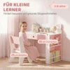 Kindertafel Met Stoel 2 delige Kinderzitgroep Met Boekenplank Lade Vos ontwerp Voor Kinderen 3 8 Wit+Roze