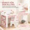 Kindertafel Met Stoel 2 delige Kinderzitgroep Met Boekenplank Lade Vos ontwerp Voor Kinderen 3 8 Wit+Roze
