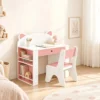 Kindertafel Met Stoel 2 delige Kinderzitgroep Met Boekenplank Lade Vos ontwerp Voor Kinderen 3 8 Wit+Roze