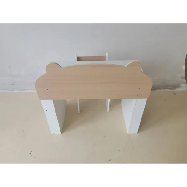 Kindertafel Met Stoel 2 delige Kinderzitgroep Met Boekenrek Opbergvak Beer ontwerp Voor Kinderen 3 8 Wit