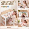 Kindertafel Met Stoel 2 delige Kinderzitgroep Met Boekenrek Opbergvak Beer ontwerp Voor Kinderen 3 8 Wit