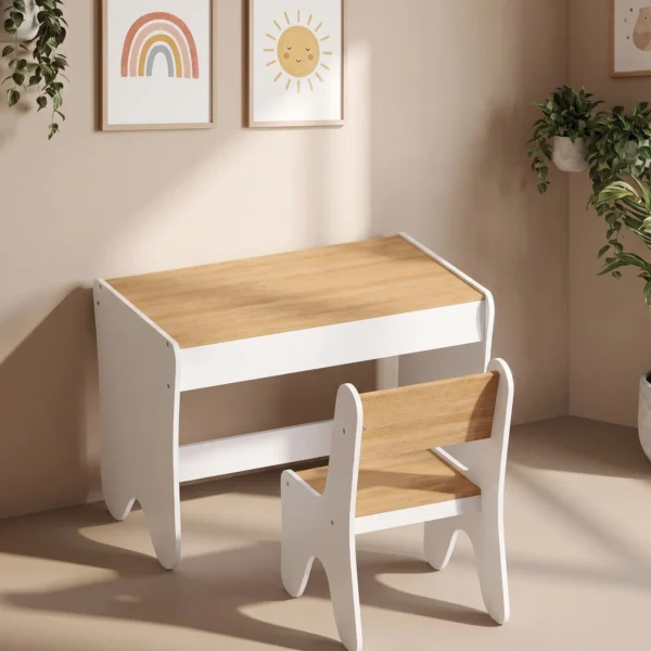 Kindertafel Met Stoel 2 delige Kinderzitgroep Met Lade Afgeronde Randen, Ruimtebesparend Voor Kinderen 3 8