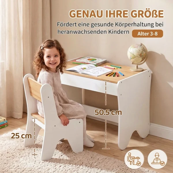 Kindertafel Met Stoel 2 delige Kinderzitgroep Met Lade Afgeronde Randen, Ruimtebesparend Voor Kinderen 3 8
