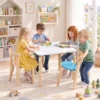 Kindertisch Mit 4 Stühlen 5 teilig Stapelbar Kindersitzgruppe Mit Abgerundete Ecken Für 3 8 Jahren, Mehrfarbig
