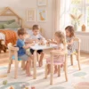 Kindertisch Mit 4 Stühlen 5 teilig Stapelbar Kindersitzgruppe Mit Abgerundete Ecken Für 3 8 Jahren, Mehrfarbig