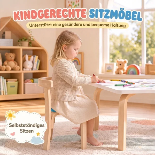 Kindertisch Mit 4 Stühlen 5 teilig Stapelbar Kindersitzgruppe Mit Abgerundete Ecken Für 3 8 Jahren, Mehrfarbig