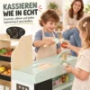 Kinderwinkel Met Krijtbord, Speelgoedvoedsel, Scanner, Kassa, Zijplanken, 44 Winkelaccessoires Van Hout Voor Kinderen Van 3 6 Jaar