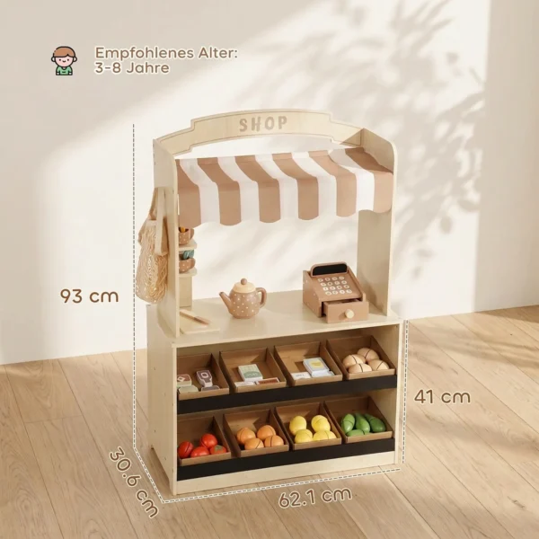 Kinderwinkel Supermarkt Met Kassa, Bord, Planken En 61 Speelaccessoires Voor Kinderen Van 3 8 Jaar, Gemaakt Van Natuurhout