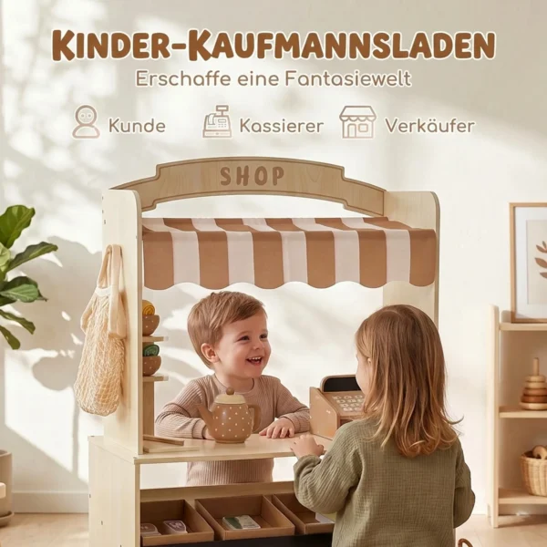 Kinderwinkel Supermarkt Met Kassa, Bord, Planken En 61 Speelaccessoires Voor Kinderen Van 3 8 Jaar, Gemaakt Van Natuurhout