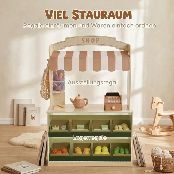 Kinderwinkel Supermarkt Met Kassa, Bord, Planken En 61 Speelaccessoires Voor Kinderen Van 3 8 Jaar, Gemaakt Van Natuurhout