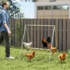 Kippen Speeltoestel Van Staal En Grenenhout, Speeltuin Voor Kippen Met Zitstokken, 2 Schommels Voor 4 6 Kippen