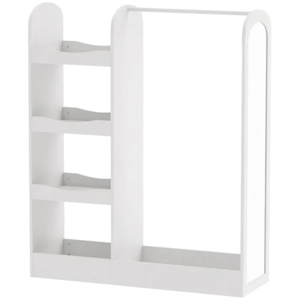 Kleiderständer Kinder Kleiderstange Mit Spiegel 5 Ablageflächen Kleiderstange Freistehend 90 X 30 X 108 Cm Weiß