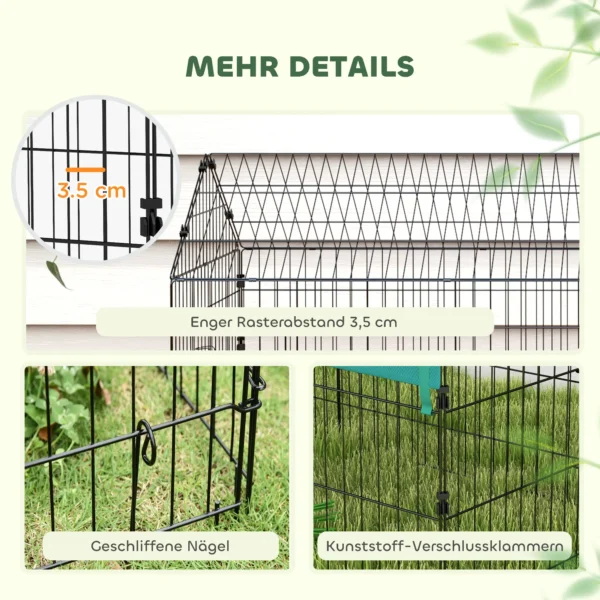 Klein Dierenverblijf Met Dak, 4 Deuren, Weerbestendig, Staal/polyester, 185x75x75cm, Zwart/Groen