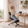 Kniestuhl Ergonomisch Höhenverstellbar Für Homeoffice Körperhaltung Kniehocker Mit Rückenlehne Schwarz