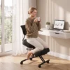 Kniestuhl Ergonomisch Höhenverstellbar Für Homeoffice Körperhaltung Kniehocker Mit Rückenlehne Schwarz