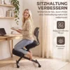 Kniestuhl Ergonomisch Höhenverstellbar Für Homeoffice Körperhaltung Kniehocker Mit Rückenlehne Schwarz