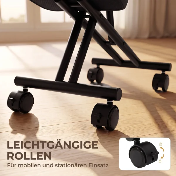 Kniestuhl Ergonomisch Höhenverstellbar Für Homeoffice Körperhaltung Kniehocker Mit Rückenlehne Schwarz