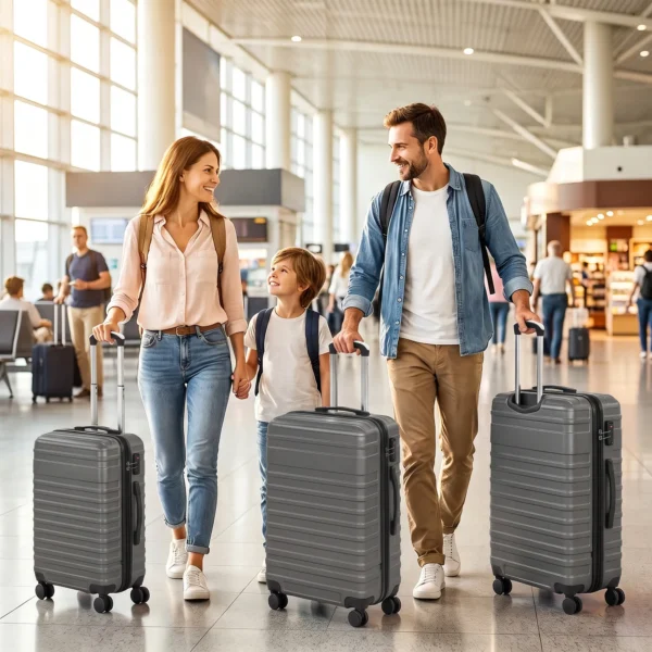 Kofferset, In Elkaar Passende Reiskoffers Met TSA slot En 360° Wielen, 20/24/28 Inch In Donkergrijs