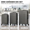 Kofferset, In Elkaar Passende Reiskoffers Met TSA slot En 360° Wielen, 20/24/28 Inch In Donkergrijs