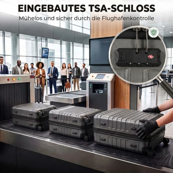 Kofferset, In Elkaar Passende Reiskoffers Met TSA slot En 360° Wielen, 20/24/28 Inch In Donkergrijs