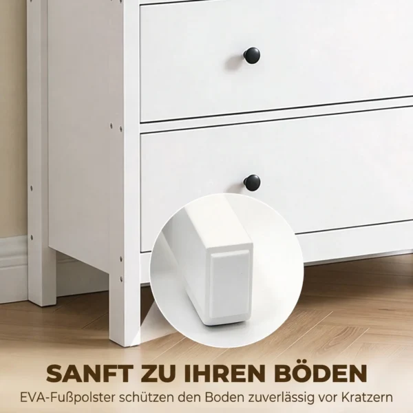 Kommode Mit 4 Schubladen, Moderne Schlafzimmerkommode, Mit Leichtgängigen Schubladen, 74 X 35 X 97 Cm, Weiß