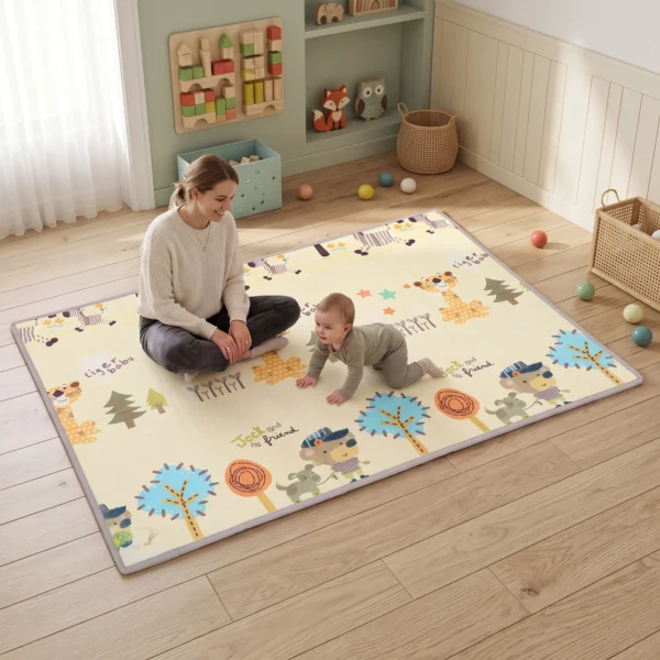 Krabbelmatte Faltbar Beidseitig Spielmatte Baby Mit Fuchsmotiv 200 X 150 Cm Rutschfest Wasserdicht Für Kinder 0 3 Jahre