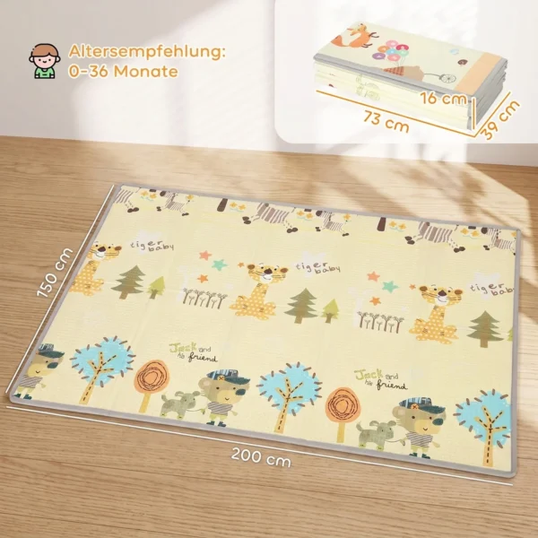 Krabbelmatte Faltbar Beidseitig Spielmatte Baby Mit Fuchsmotiv 200 X 150 Cm Rutschfest Wasserdicht Für Kinder 0 3 Jahre