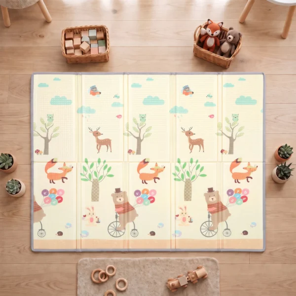 Krabbelmatte Faltbar Beidseitig Spielmatte Baby Mit Fuchsmotiv 200 X 150 Cm Rutschfest Wasserdicht Für Kinder 0 3 Jahre